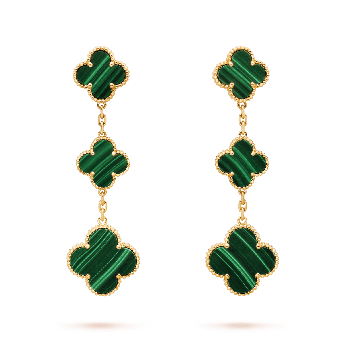 [✨ROSE💎]CLOVER MALACHITE 3 MOTIFS GOLD