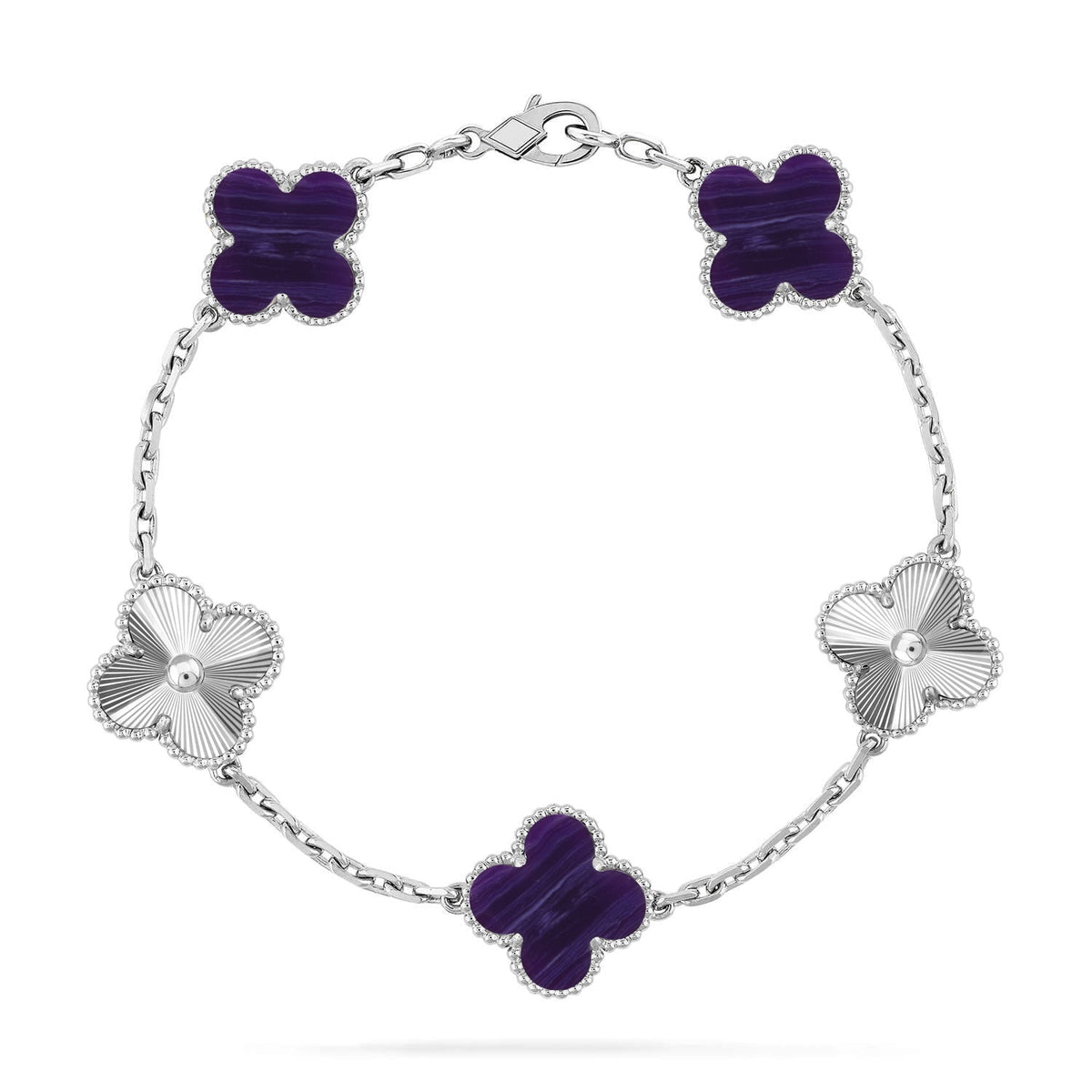 [✨ROSE💎]CLOVER 5 MOTIF PURPLE STRIPES BRACELET COLLECTION