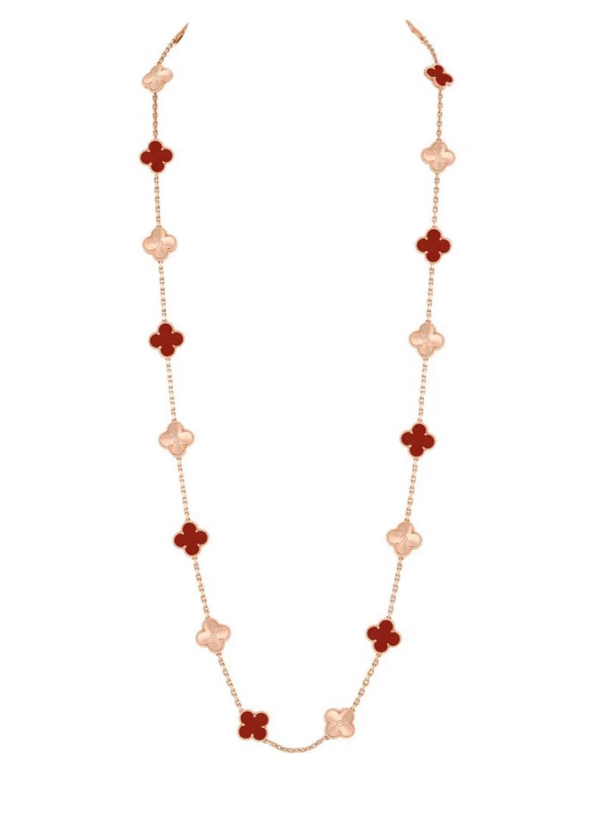 [✨ROSE💎]CLOVER 20 MOTIFS LASER CARNELIAN NECKLACE