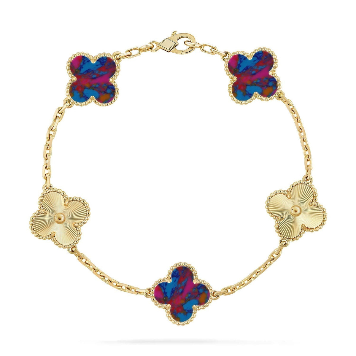 [✨ROSE💎]CLOVER 5 MOTIF COLOR GEMSTONES BRACELET COLLECTION