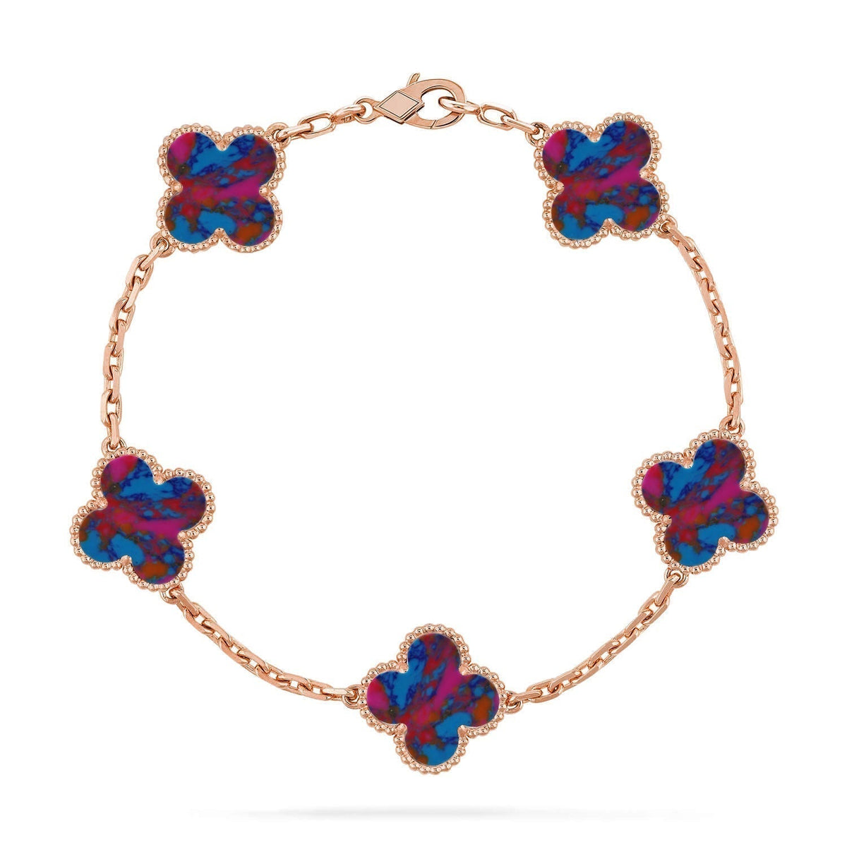 [✨ROSE💎]CLOVER 5 MOTIF COLOR GEMSTONES BRACELET COLLECTION