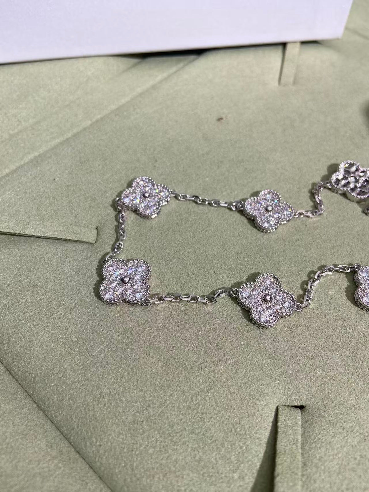[✨ROSE💎]CLOVER 10 MOTIFS  FULL DIAMOND NECKLACE