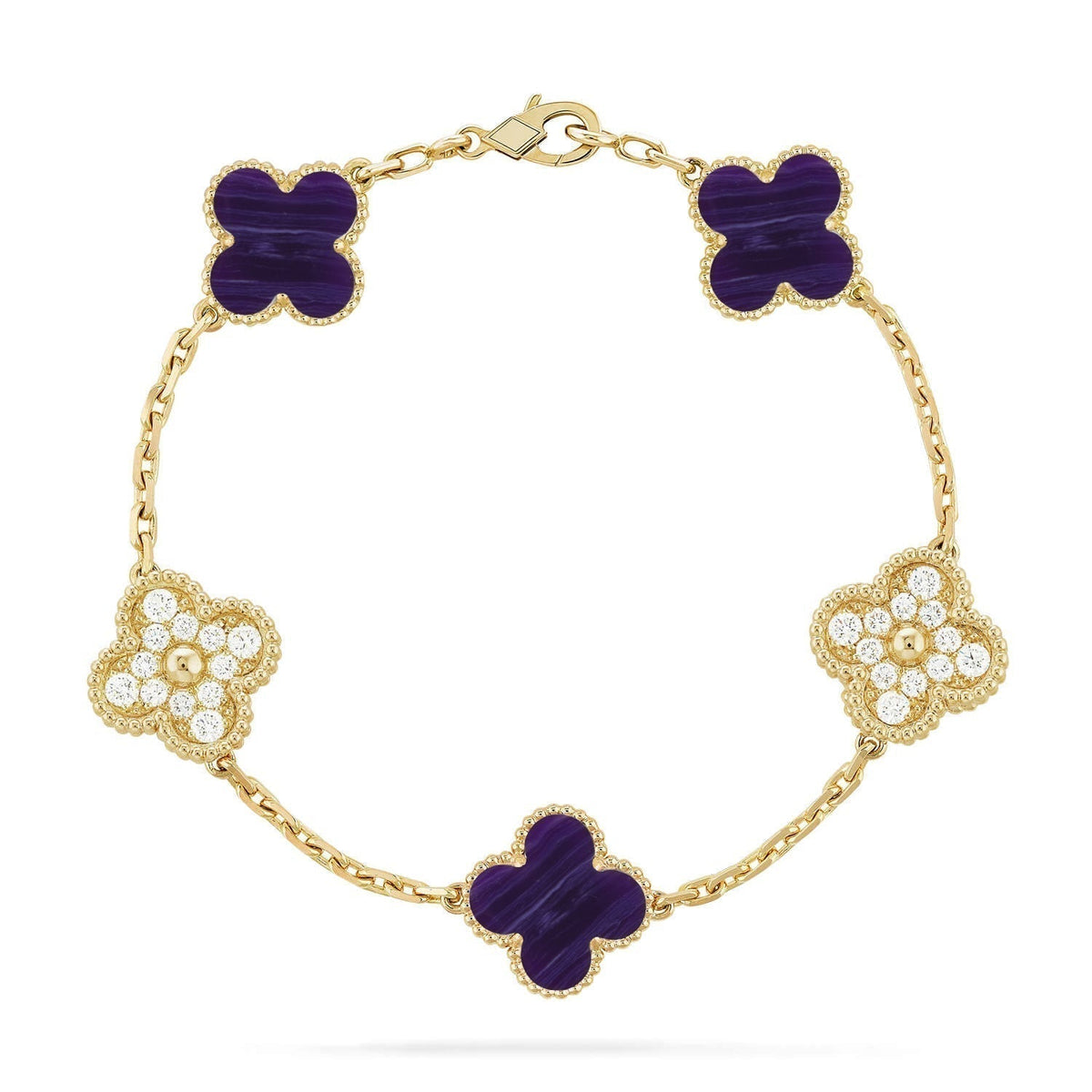 [✨ROSE💎]CLOVER 5 MOTIF PURPLE STRIPES BRACELET COLLECTION