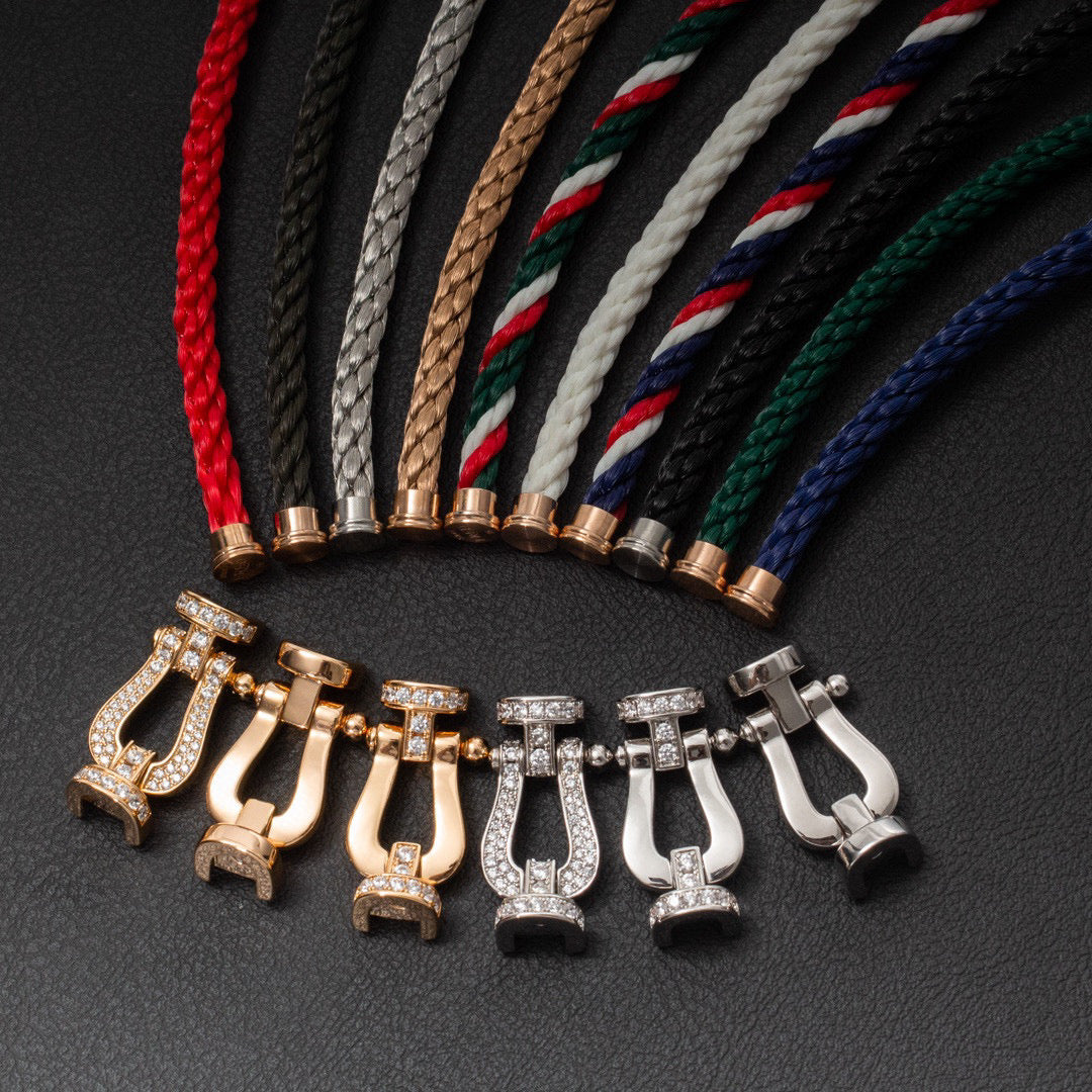 [✨ROSE💎]FORCE LARGE HORSESHOE HALF DIAMOND BRACELET SILVER