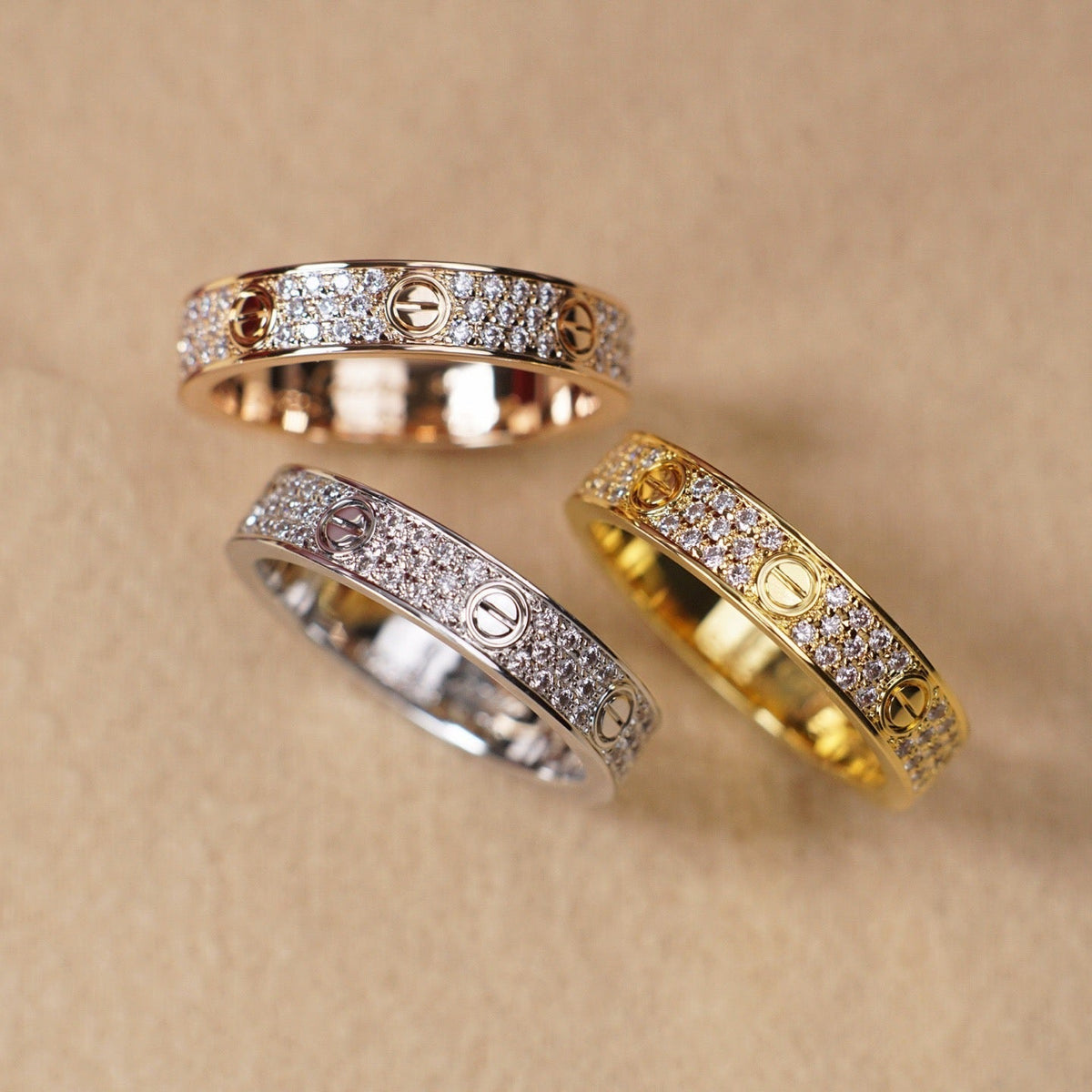 [✨ROSE💎]LOVE RING 4.0MM DIAMOND PAVED