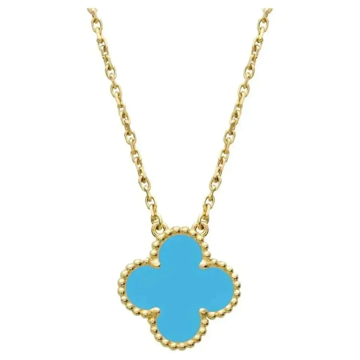 [✨ROSE💎]CLOVER 15MM VINTAGE TURQUOISE NECKLACE