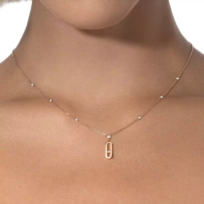 [✨ROSE💎] Move Uno Gold Diamond Long Necklace