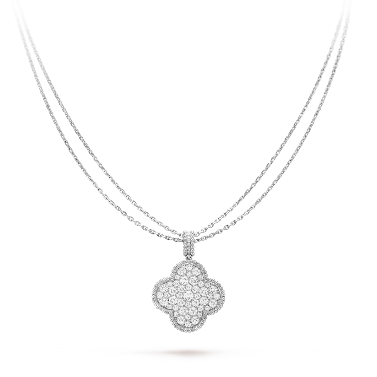 [✨ROSE💎]CLOVER 25MM SILVER FULL DIAMOND BIG CLOVER NECKLACE